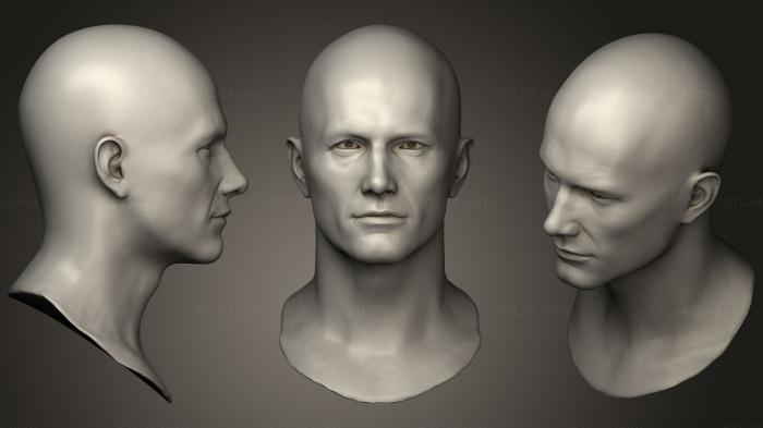 Анатомия скелеты и черепа (Скульптура мужской головы 01, ANTM_0849) 3D модель для ЧПУ станка